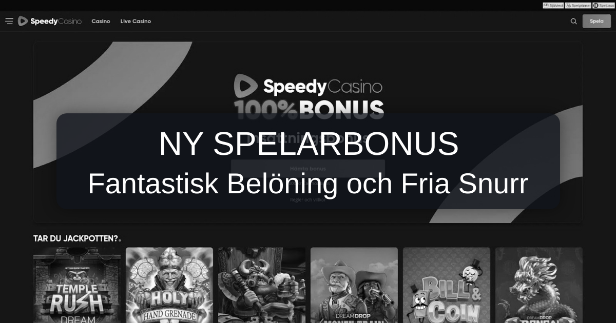 Speedy Casino med välkomstbonus och spel på svenska villkor